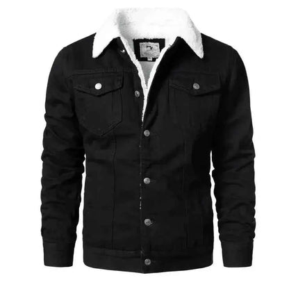 Men's Light Blue Denim Jacket Slim Casual Winter Jacket High Quality Thick Warm Sizes XS Through 6XL