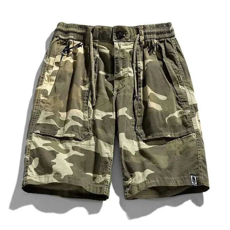 Men Summer Casual Classic Multi Pocket Camouflage Cotton Cargo Shorts Vintage Twill