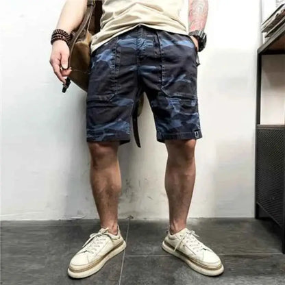 Men Summer Casual Classic Multi Pocket Camouflage Cotton Cargo Shorts Vintage Twill