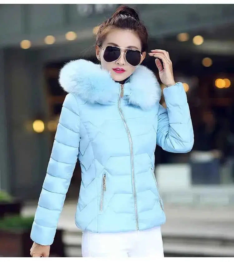 TeenStylo Artificial Raccoon Fur Collar Winter Jacket For Women Teens Warm Cozy Outerwear
