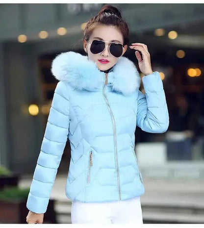 TeenStylo Artificial Raccoon Fur Collar Winter Jacket For Women Teens Warm Cozy Outerwear