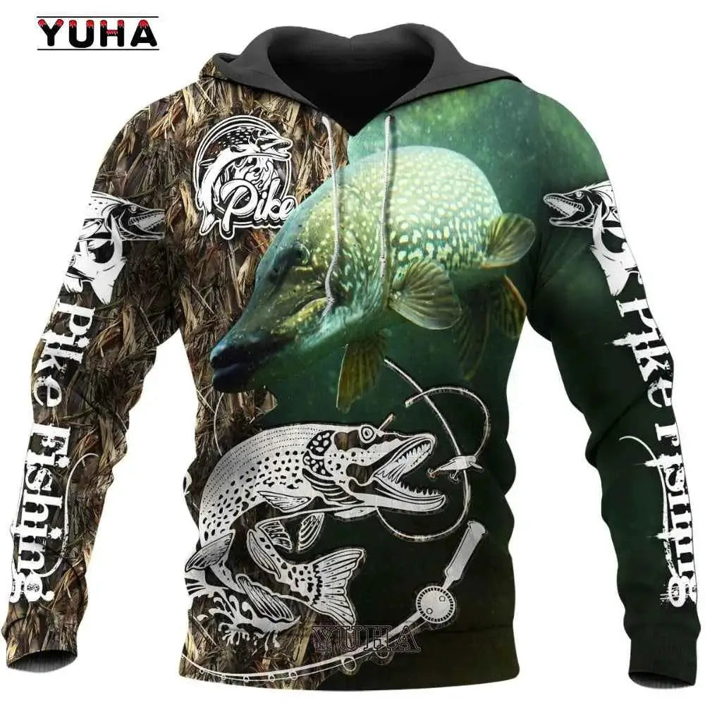 Mens Carp Fishing 3D Printed Harajuku Sweatshirt Unisex Casual Pullover Hoodie Style