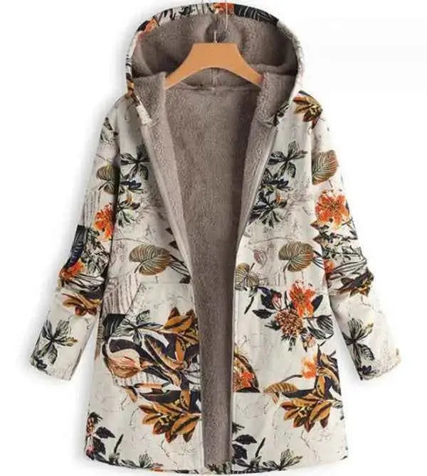 Women Winter Warm Floral Hooded Jacket For Cold Weather Stylish Outerwear TeenStylo