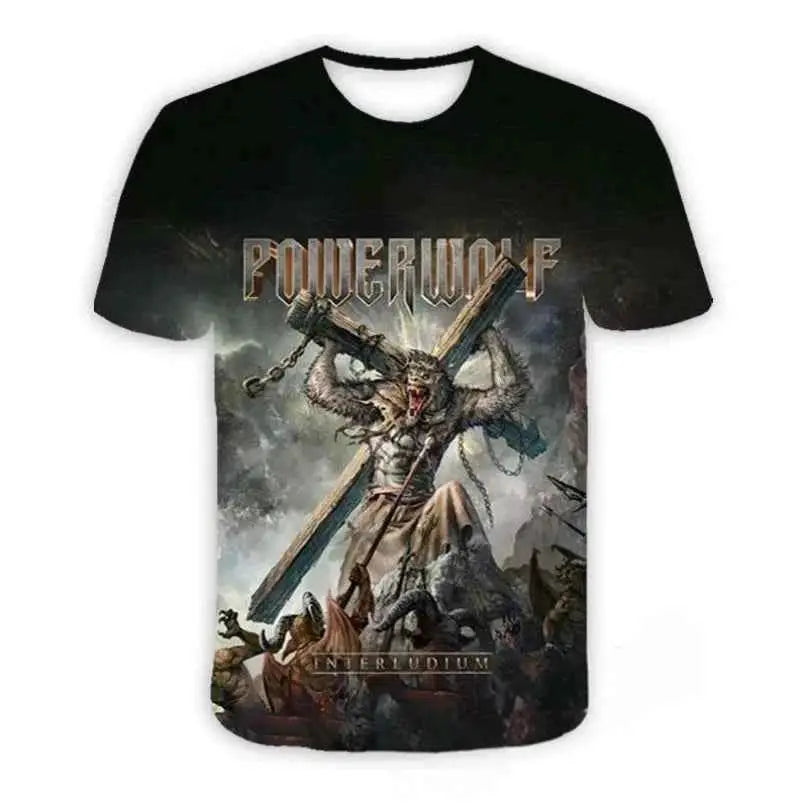 Powerwolf Metal Rock 3D Print T Shirt For Men And Women Hip Hop Style Oversized Short Sleeve Tee Streetwear Fashion