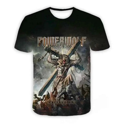 Powerwolf Metal Rock 3D Print T Shirt For Men And Women Hip Hop Style Oversized Short Sleeve Tee Streetwear Fashion