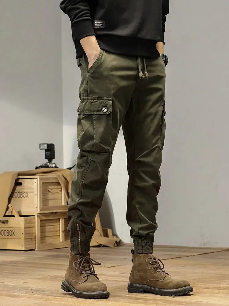 Men's Multi Pocket Cargo Skinny Jogger Breathable Cotton Blend Streetwear Pants | TeenStylo - TeenStylo