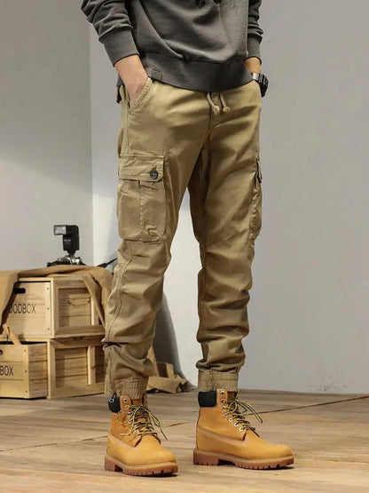 Men's Multi Pocket Cargo Skinny Jogger Breathable Cotton Blend Streetwear Pants | TeenStylo - TeenStylo