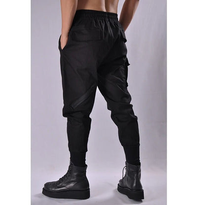 Men's Tactical Cargo Joggers Black Elastic Waist Zipper Design Techwear Streetwear | TeenStylo - TeenStylo