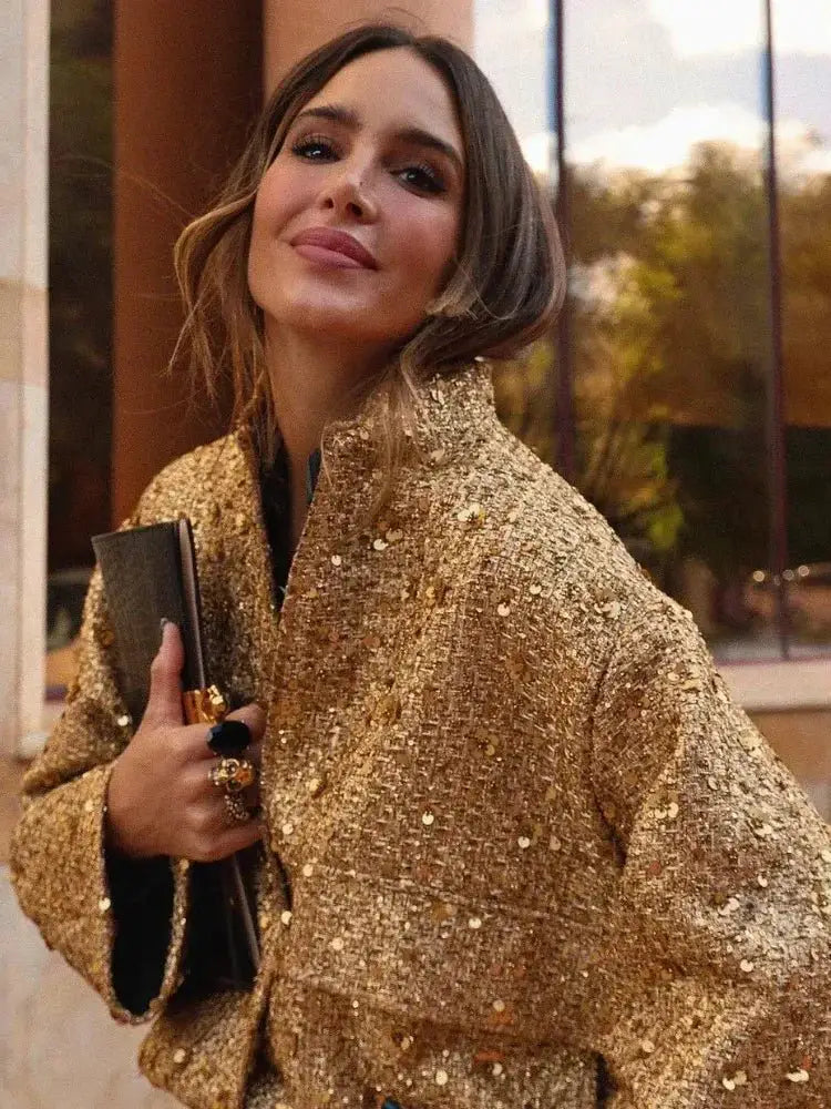Sequin Glitter Women's Bomber Jacket In Multiple Colors Shimmering Partywear | TeenStylo - TeenStylo