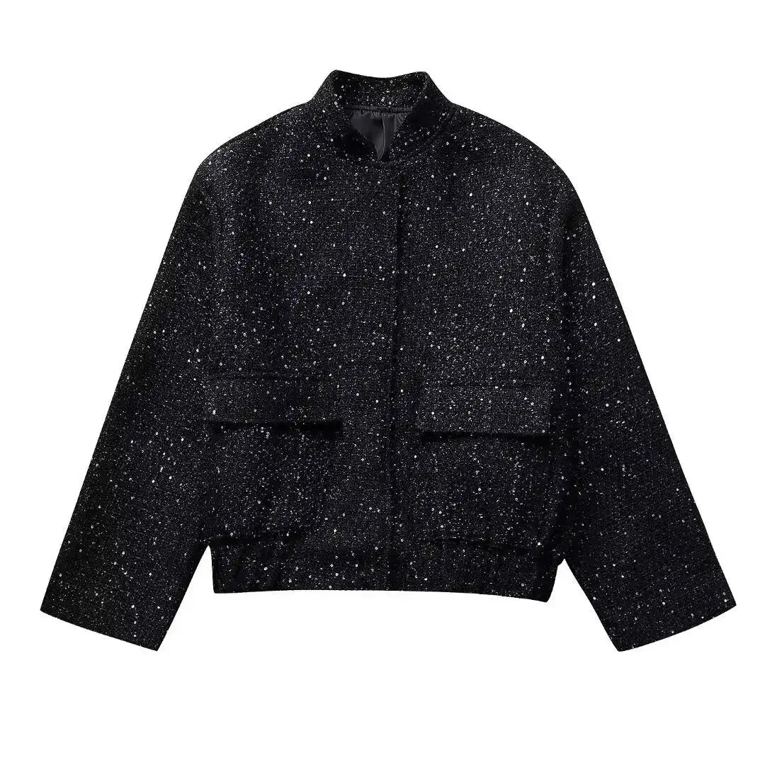 Sequin Glitter Women's Bomber Jacket In Multiple Colors Shimmering Partywear | TeenStylo - TeenStylo