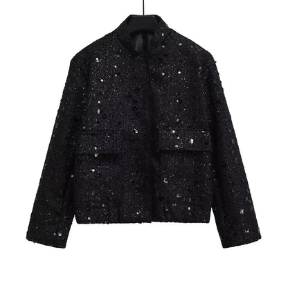 Sequin Glitter Women's Bomber Jacket In Multiple Colors Shimmering Partywear | TeenStylo - TeenStylo