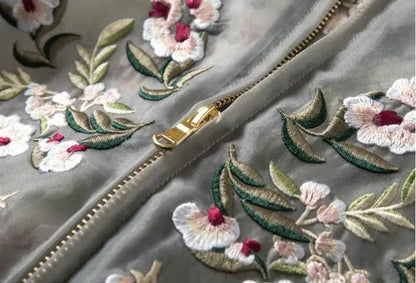 Women's Floral Embroidery Organza Everyday Wear Lightweight Casual Bomber Jacket | TeenStylo - TeenStylo