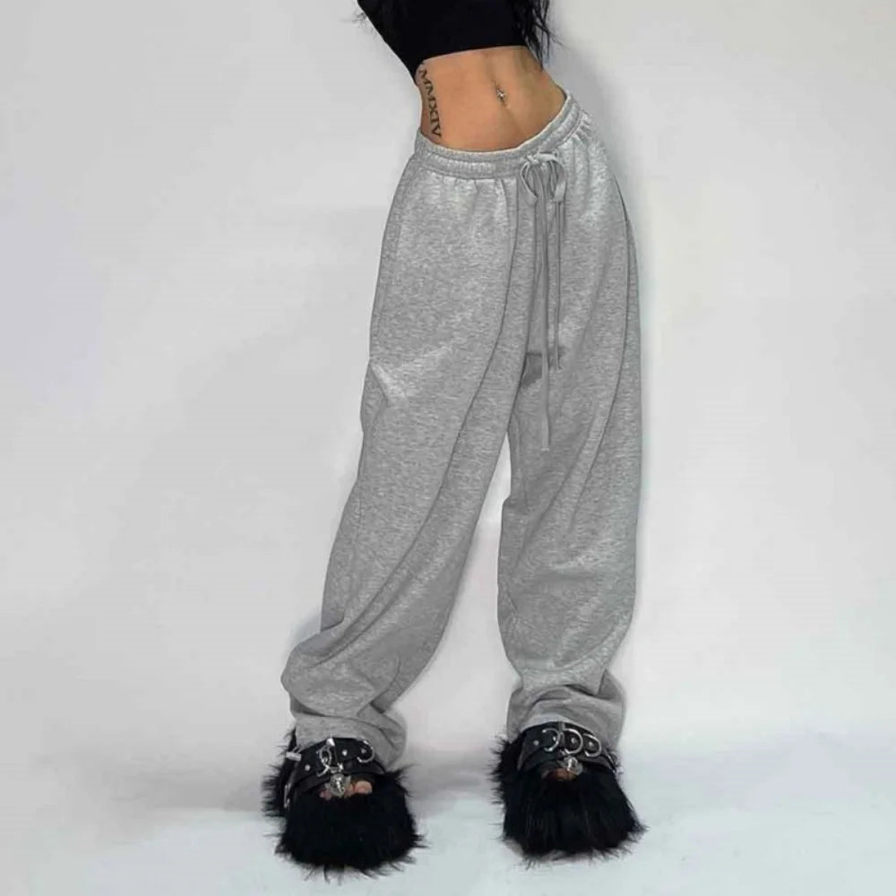 Women's Y2K Baggy With Pockets Elastic Waist Wide Leg Vintage Streetwear Pants | TeenStylo - TeenStylo