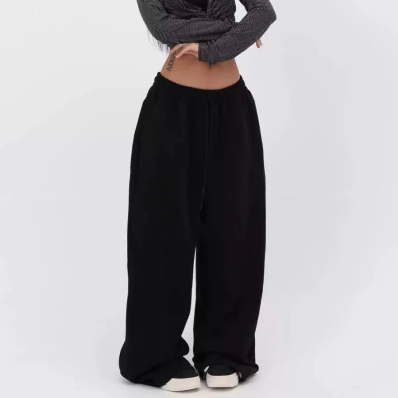 Women's Y2K Baggy With Pockets Elastic Waist Wide Leg Vintage Streetwear Pants | TeenStylo - TeenStylo