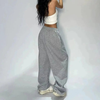 Women's Y2K Baggy With Pockets Elastic Waist Wide Leg Vintage Streetwear Pants | TeenStylo - TeenStylo