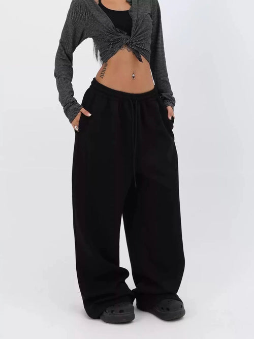 Women's Y2K Baggy With Pockets Elastic Waist Wide Leg Vintage Streetwear Pants | TeenStylo - TeenStylo