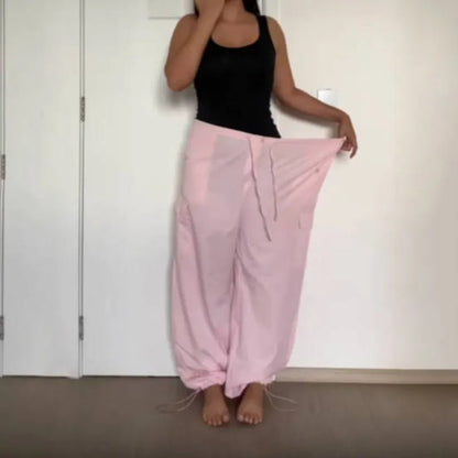 Women's Y2K Oversized Parachute Plus Size Cargo Streetwear Sweatpants | TeenStylo - TeenStylo