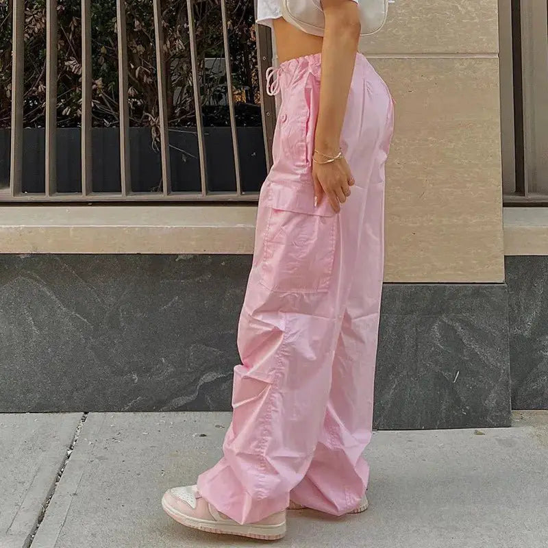 Women's Y2K Oversized Parachute Plus Size Cargo Streetwear Sweatpants | TeenStylo - TeenStylo