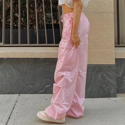 Women's Y2K Oversized Parachute Plus Size Cargo Streetwear Sweatpants | TeenStylo - TeenStylo