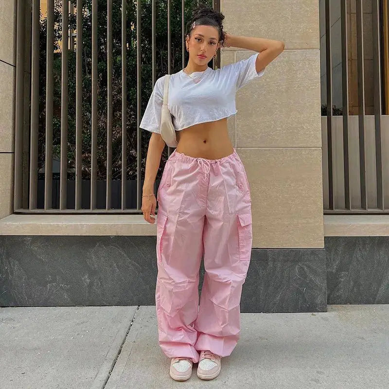 Women's Y2K Oversized Parachute Plus Size Cargo Streetwear Sweatpants | TeenStylo - TeenStylo