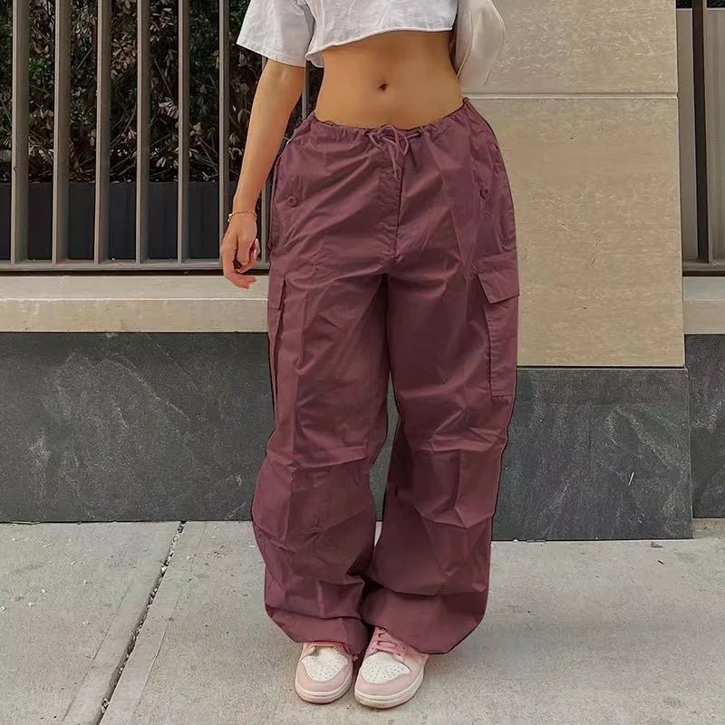 Women's Y2K Oversized Parachute Plus Size Cargo Streetwear Sweatpants | TeenStylo - TeenStylo