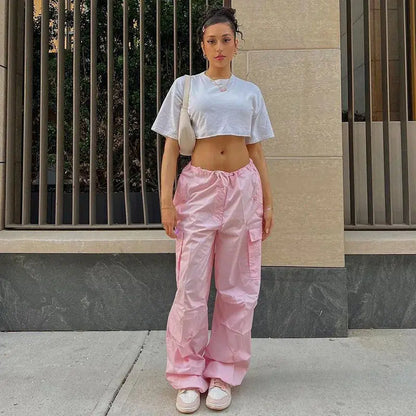 Women's Y2K Oversized Parachute Plus Size Cargo Streetwear Sweatpants | TeenStylo - TeenStylo