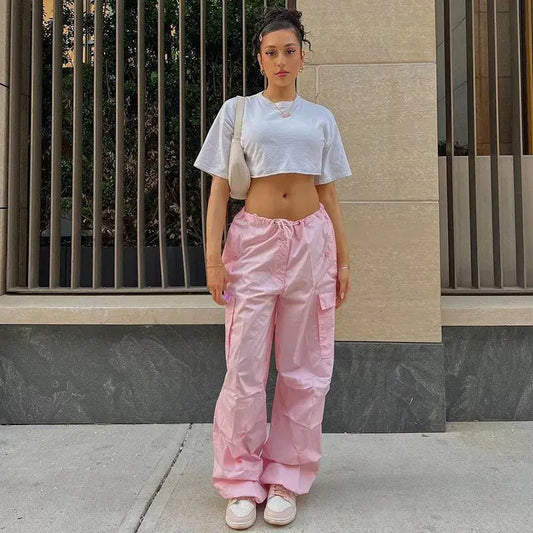 Women's Y2K Oversized Parachute Plus Size Cargo Streetwear Sweatpants | TeenStylo - TeenStylo